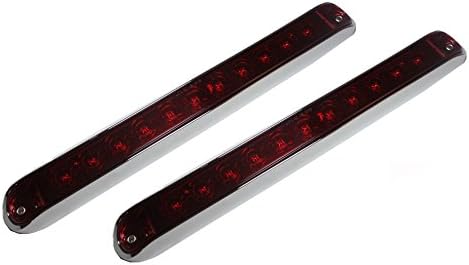 Pair 17" RED LED Sealed Trailer Brake Stop Tail and Turn RED Light BAR (Waterproof) with Chrome Bezel