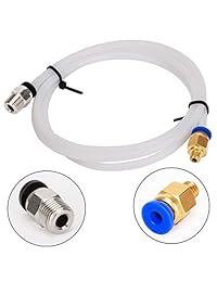 Tubo de teflón LUTER 3 piezas PTFE blanco 3.3 ft + 3 piezas PC4-M6 de montaje rápido + 3 piezas PC4-M10 de ajuste neumático recto para conectar para impresora 3D de 0.069 in filamento