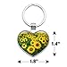 Field of Sunflowers Keychain Heart Love Metal Key Chain Ring