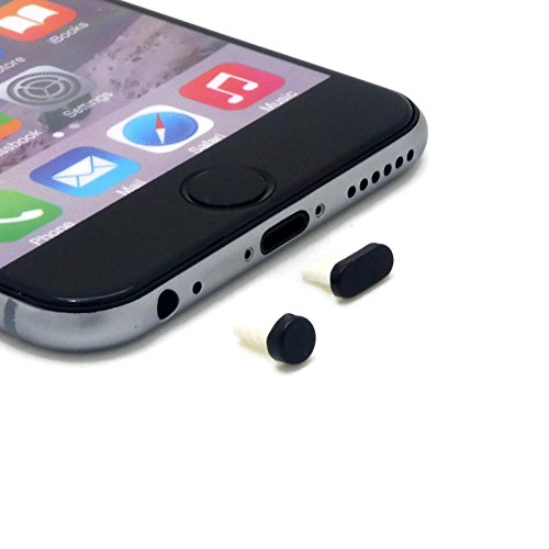 PortPlugs - Aluminum Finish Dust Plug Set - Charger and Headphone Jack Plugs- Compatible iPhone 5, SE, 6, 6s, Plus, iPad Air, iPod 5, 6 – Includes Holders