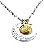 Sister - I Love You To The Moon and Back Heart and Moon Two-Piece Pendant Fashion Jewelry Gift Love Necklace 18.89 inch
