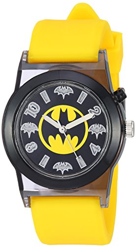 DC Comics Boy's Quartz Plastic and Rubber Casual Watch, Color:Yellow (Model: BAT9212)