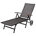 Tangkula Wicker Chaise Folding Back Adjustable Aluminum Rattan Lounger Recliner Chair W/Wheels (Brown)