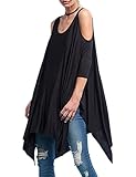Haola Women's Summer Loose T Shirts Off Shoulder Irregular Hem Shirt Dress