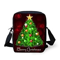 Bigcardesigns Xmas Tree Printed Sling Handbag Kids Women Shoulder Purse Zipper Close Dual-use Bag