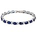 EVER FAITH Silver-Tone Zircon Elegant Row Roman Tennis Bracelet Sapphire Color