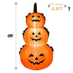 Tangkula 6 Ft Halloween Inflatable LED 3 Pumpkins