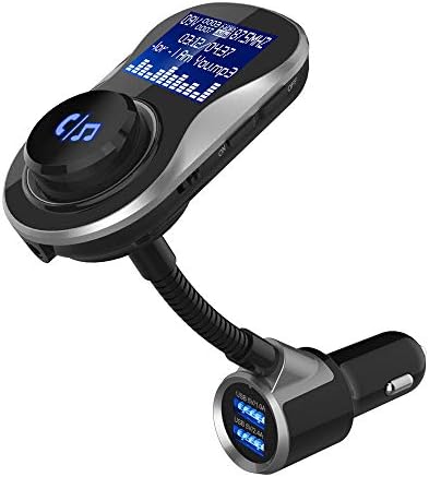 FM Transmitter, Bluetooth FM Transmitter Wireless Radio Adapter Handsfree Car Charger Kit with Dual USB Ports and 1.4" Display Screen, AUX Supportable
