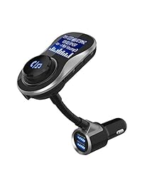 Transmisor de FM, Bluetooth Transmisor inalámbrico Adaptador de radio Manos libres Kit de cargador de automóvil con puertos USB dobles y pantalla de 1.4 ", compatible con AUX
