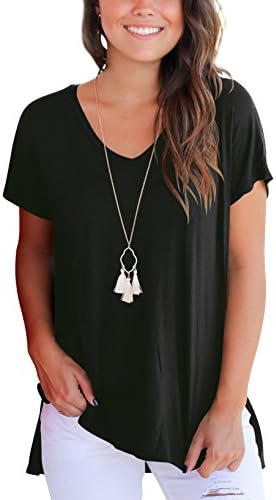 MissyLife Women's Short Sleeve High Low Loose T Shirt Casual Loose Summer Basic Tee Tops With Side Split