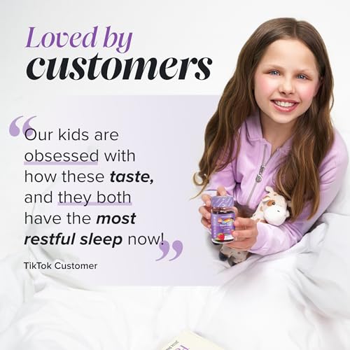 Kids Night-Time Gummies - 30 Gummies - Magnesium, L-Theanine, Vitamin B Complex - Vegan & Gluten-Free - Suitable for Ages 3+ - Novomins