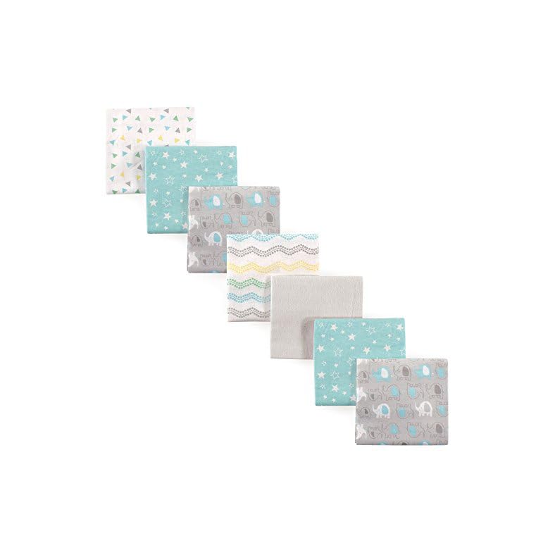 Luvable Friends Unisex Baby Cotton Flannel Receiving Blankets, Basic Elephant 7-Pack, One Size