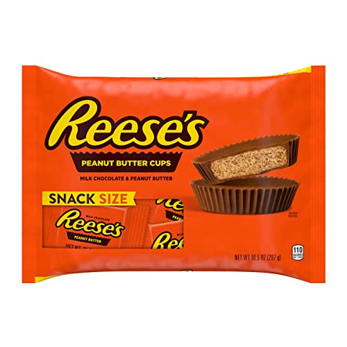 REESE’S MILK CHOCOLATE SNACK SIZE PEANUT BUTTER CUPS, CANDY BAG, 10.5 OZ