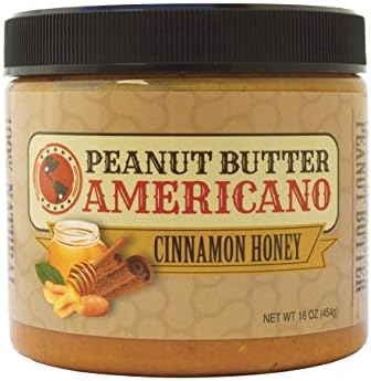 PB Americano Gourmet Crunchy Roasted CINNAMON HONEY Sugar Free Peanut Butter – Healthy, All-Natural, Low Net Carb, Vegan, Non-GMO, 16 Oz (Single)