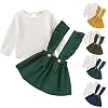1-6 jaar baby meisjes mode kleding set meisjes katoenen jarretel jurk set, Groen, 4-5 jaar