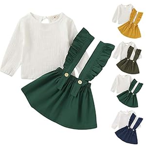 1-6 jaar baby meisjes mode kleding set meisjes katoenen jarretel jurk set, Groen, 4-5 jaar