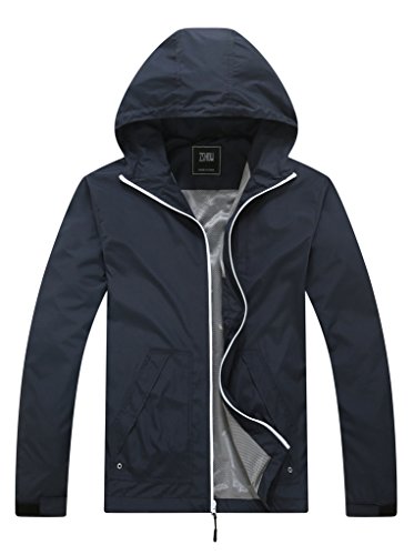 ZSHOW Men's Lightweight Packable Windproof Water and Sand Repellent Quick Dry Jacket with Hood and Air Holes