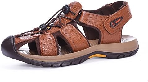 Banihe Men's Leather Summer Walking Sports Sandals Brown 44 10.5 D(M) US