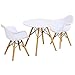 Costzon Mid-Century Modern Style Round Kids Table and 2 Armchairs, White, 23.5''x23.5''x20''(LxWxH) Table, 17''x16.5''x 22''(LxWxH) Chairs, Ages 3-12