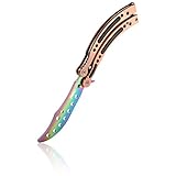 Jeslon Butterfly Training Knife, New CS GO Counter Strike claw Karambit Knife practice folding Knife dull blade no edge tool (Rainbow)