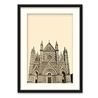Ancient Architecture Theme Wall Art Black Framed Canvas Prints Home Decoration for Bedroom, Livingroom Ready to Hang - 23x31 inches