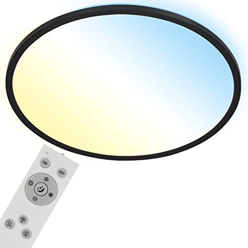 BRILONER Leuchten LED Ceiling Light CCT, LED Ceiling Light Backlight, Ultra Flat, Dimmable, Remote Control, Warm White, Neutral White, Cool White, 480 x 30 mm