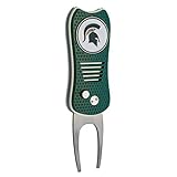Team Golf NCAA Michigan State Spartans Switchblade Divot Tool with Double-Sided Magnetic Ball Marker, Features Patented Single Prong Design, Causes Less Damage to Greens, Switchblade Mechanism