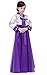 CRB Fashion Girls Traditional Kids Korean Hanbok Outfit Dress Costume (140cm, White/Purple)