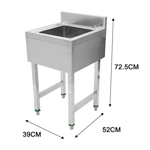 Simoner Commercial Kitchen Prep & Utility Sink, Stainless Steel Square Double Slot Sink with 4 Stable Legs Bathroom Wash Basin Rack Shelf (Single Slot)
