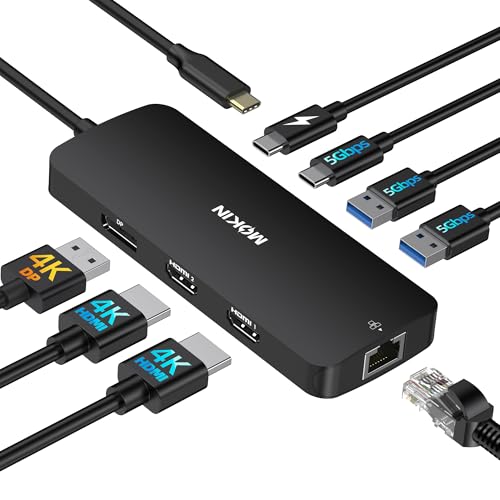 MOKiN USB C Docking Station Dual Monitor, 8 in 1 USB C Hub 2 HDMI Adapter