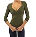 CoCo Fashion Women's Cross-front V Neck Ruched Long Sleeve Blouse Tops
