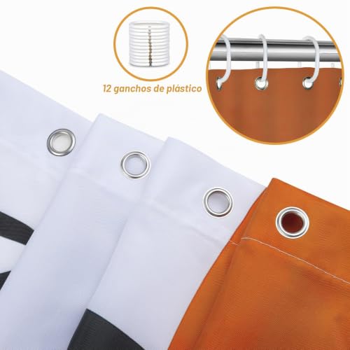 COZZSNUGE Modern Boho Shower Curtain, Abstract Orange Middle Ages Sun Arch Leaves 72 x 72 Inch Polyester Waterproof Mildew Resistant with 12 Hooks