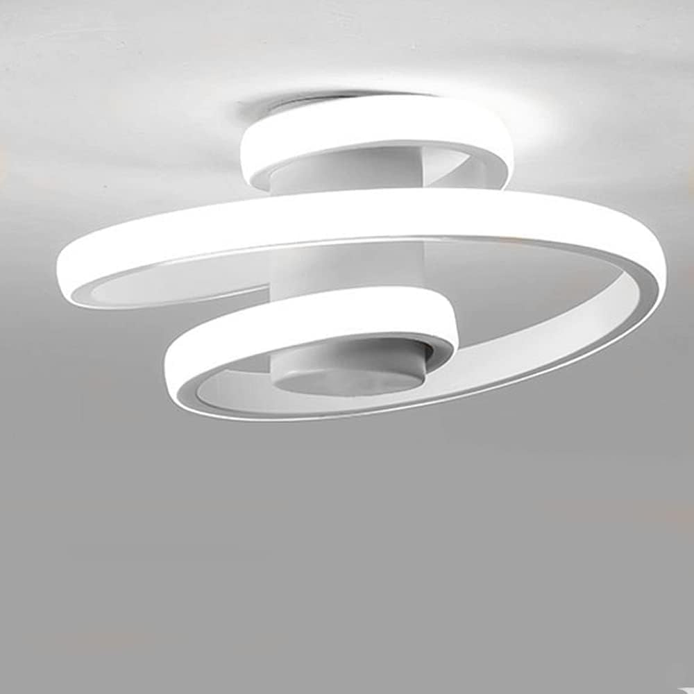 Ceiling Light Modern Creative Spiral LED Ceiling Lamp Cool White Light White Black Aisle Lamp for Entrances Doorway Corridor Office Bedroom Kitchen Living Room 18W (White)