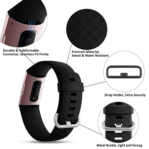 Wepro Bands Replacement Compatible Fitbit Charge 3 for Women Men Small, 3 Pack Sports Watch Band Strap Waterproof Wristband for Fitbit Charge 3 & Charge 3 SE Fitness Tracker, Black, Navy Blue, Gray - Thumbnail 4