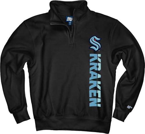 Blue 84 Seattle Kraken NHL Officially Licensed Quarter Zip Sweatshirt Outlier Black, X-Large at Amazon