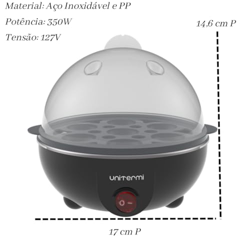 Cozedor De Ovos Portátil Elétrico a Vapor Cozinha até 7 Ovos Desliga automático (PRETO)