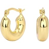 925 Sterling Silver 6mm Thick Chunky Hoop Earrings, Sold as a Pair