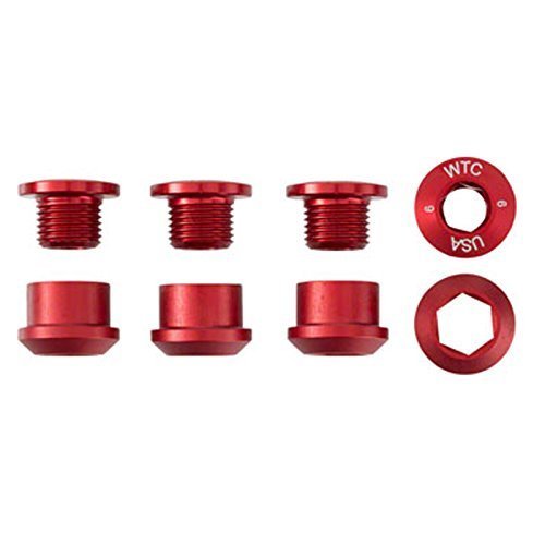 Wolf Tooth Components Set of 4 Chainring Bolts for 1x use Dual Hex Fittings Red