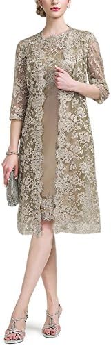 MythLove Women's Short Taffeta Lace Appliques Mother of the Bride Dress Half Sleeve Jacket Champ 16