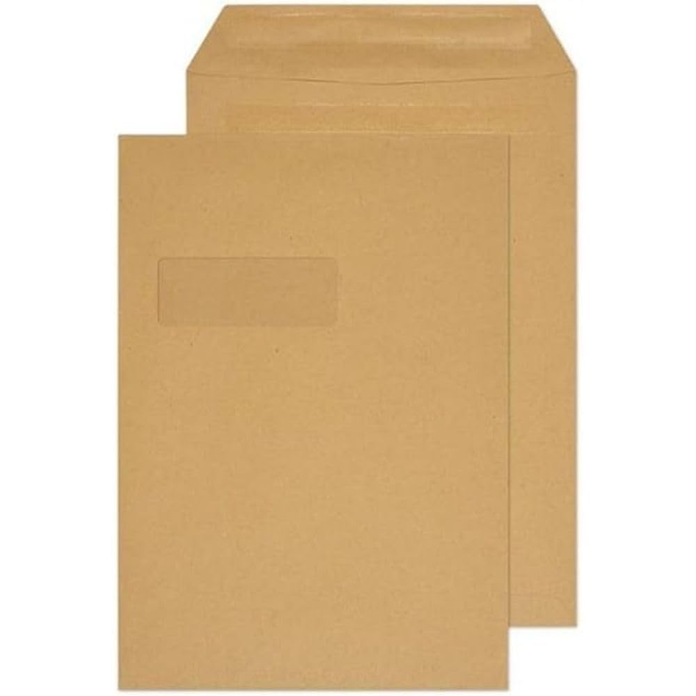 Q-Connect C4 Envelopes Window Pocket Self Seal 90gsm Manilla (Pack of 250) 9017501