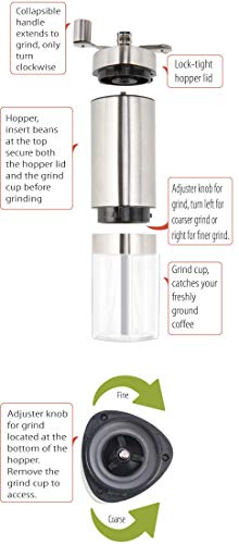Maranello Caffé Manuelle Kaffeemühle, verstellbare Mahlung, konische Mahlung, Kaffeemühle für Französische Presse… – Bild 3