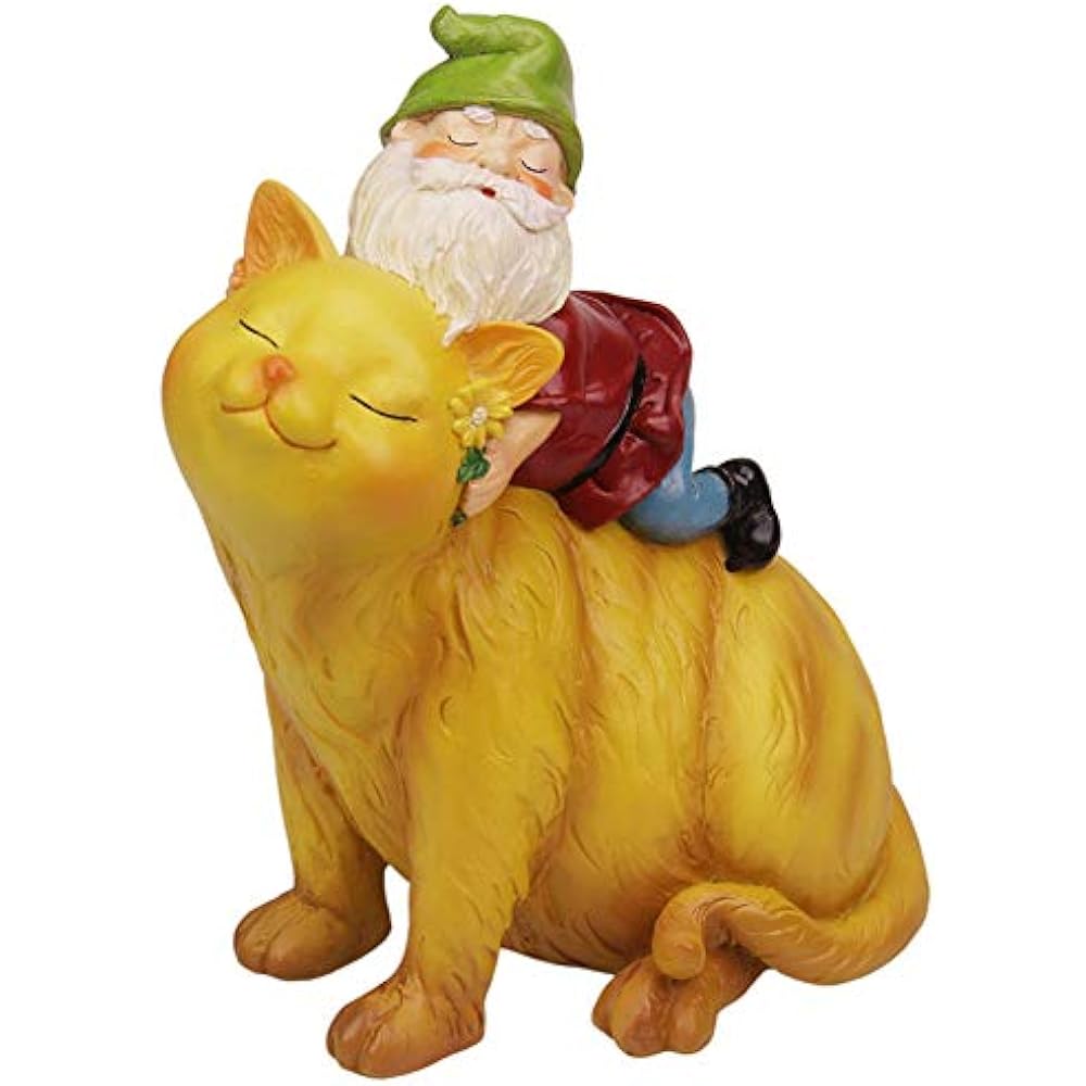 Garden Gnome Cat Statue Decor Outdoor Patio Lawn Yard Christmas