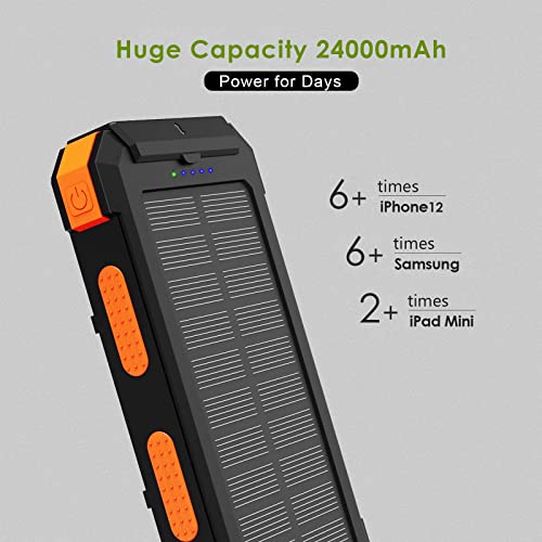 XDRAGON Solar Power Bank 24000mAh External Battery Pack Portable