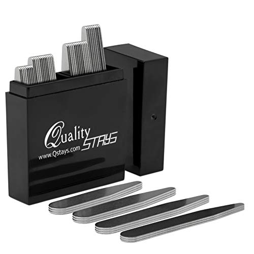 40 Metal Collar Stays- 4 Sizes in a Box for Men