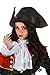 Black Caribbean Pirate Costume Hat Accessory - Faux Leather Tri-Corner Hat, Adjustable Fit