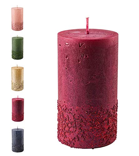 Beautiful & Modern Advent Candles - Pack of 2 - Rustic Finish - Candles/Pillar Candles - Christmas/Christmas Wreath/Advent Wreath (Old Red, Height: 11 cm)