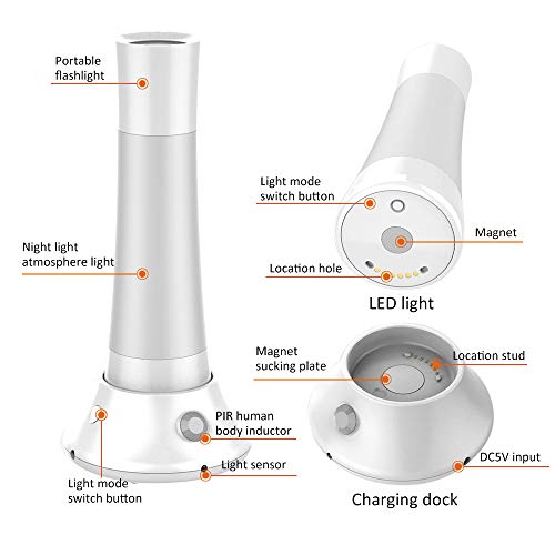 BIAL Night Light, [ Color Changing & White Light ] Motion Activated Table Lamp, Rechargeable Bedside Light Bedroom Living Room Lamp for Baby Kids Girls - Thumbnail 5
