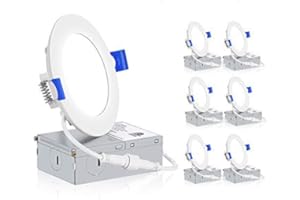 INCARLED 4Inch 3CCT LED Recessed Slim Pot Lights with Junction Box, Dimmable IC Rated Ceiling Lighting 9W 750LM (6pack, 5000K