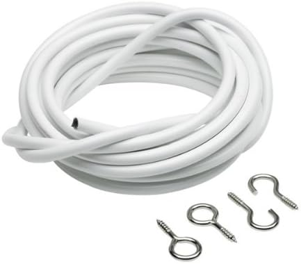 Merriway BH03877 Plastic Coated Curtain Wire with 2 Each Hooks and Eyes, 100 cm (39 inch), White