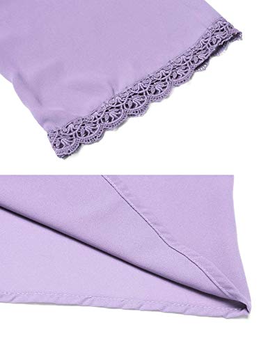 SUNAELIA Women Bikini Cover Up Swimsuit Beach Dress with Lace Purple - Thumbnail 6